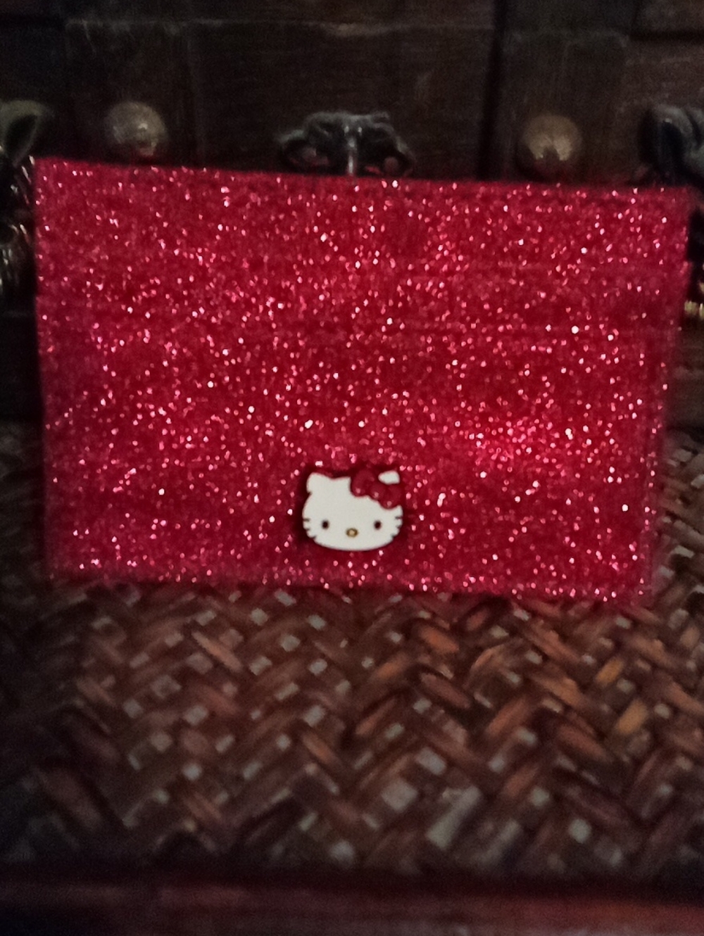 Hello Kitty Red Glitter Card Holder